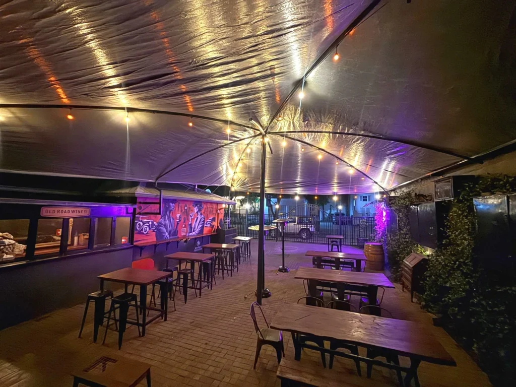 Outdoor shade sail installation in Johannesburg home located in Parkhurst